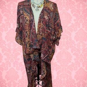 ECOTE Tribal Print Sheer Kimono - Festival Queen Vibes ✨🌙